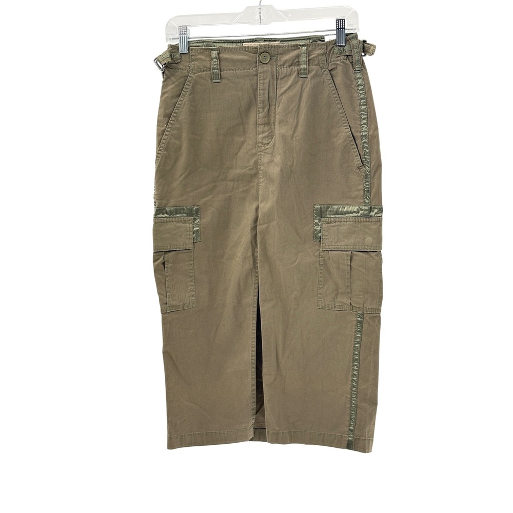 New Abercrombie & Fitch Midi Skirt Cargo Olive Green Utility Women XS Military